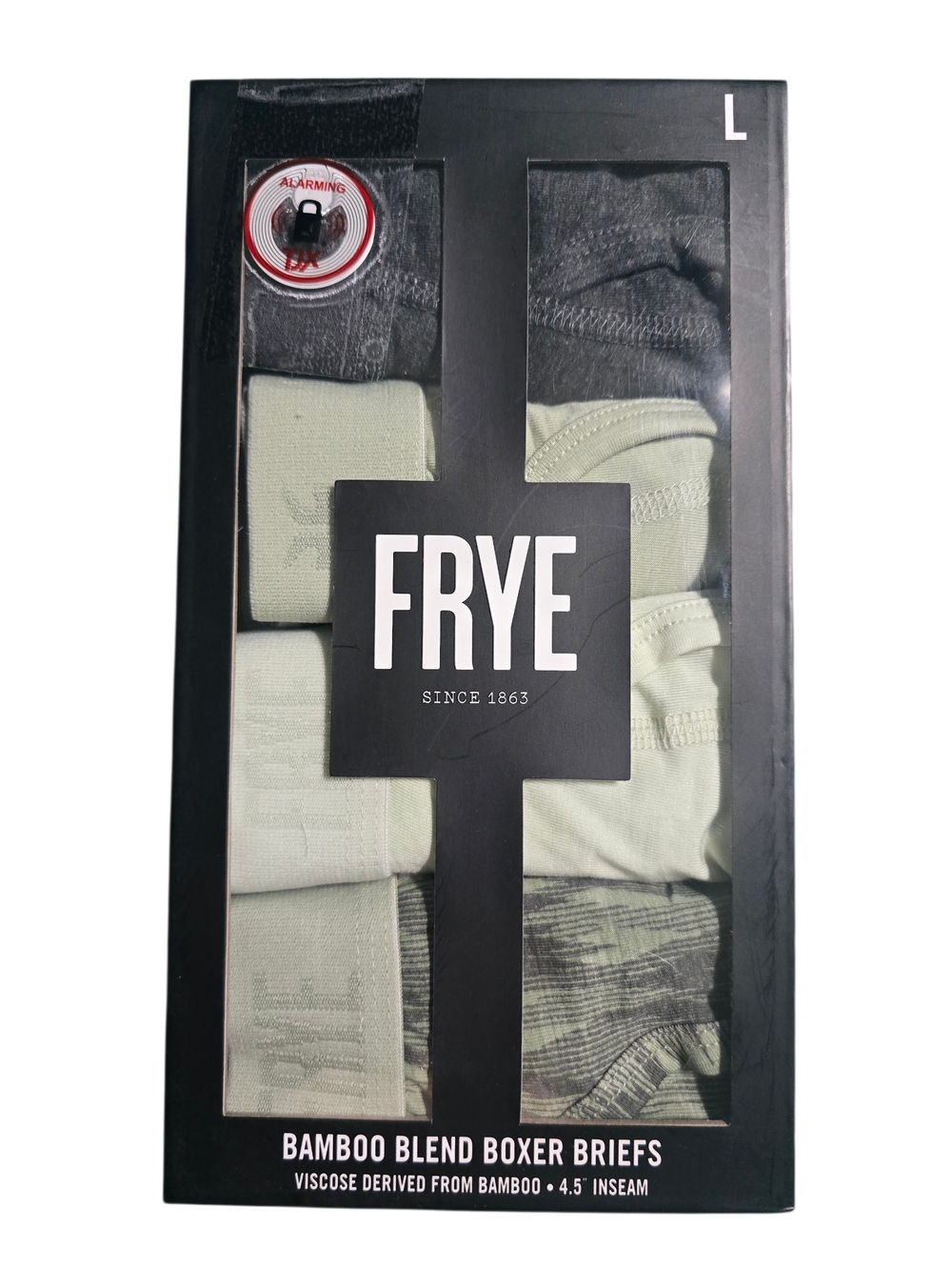 FRYE Bamboo Blend Boxer Briefs 4 Pack New Large Green Gray Colors